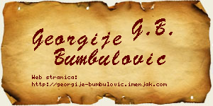 Georgije Bumbulović vizit kartica